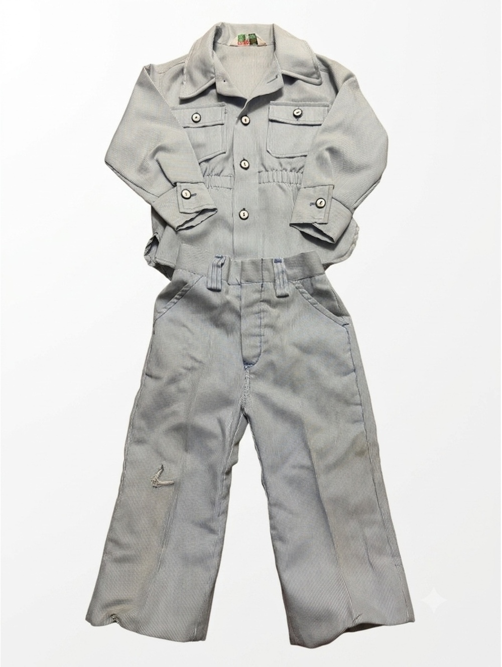 Vintage Health-tex Stantogs 2-Piece Pinstripe Set Toddler 4T USA Made